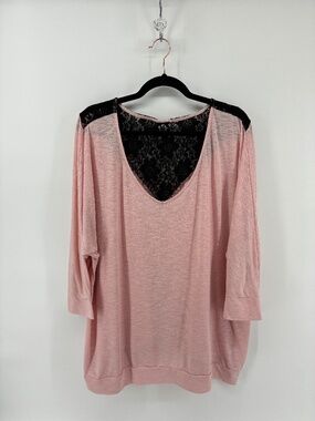 Pink torrid Half Sleeve Top with Back Black Lace Detail